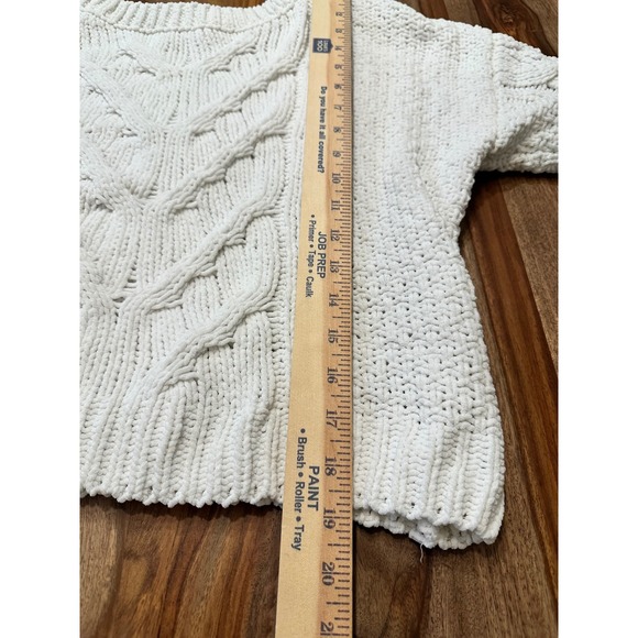 Aeropostale White Cable Knit Sweater Pullover Crew Neck Women's Size M - Picture 8 of 8